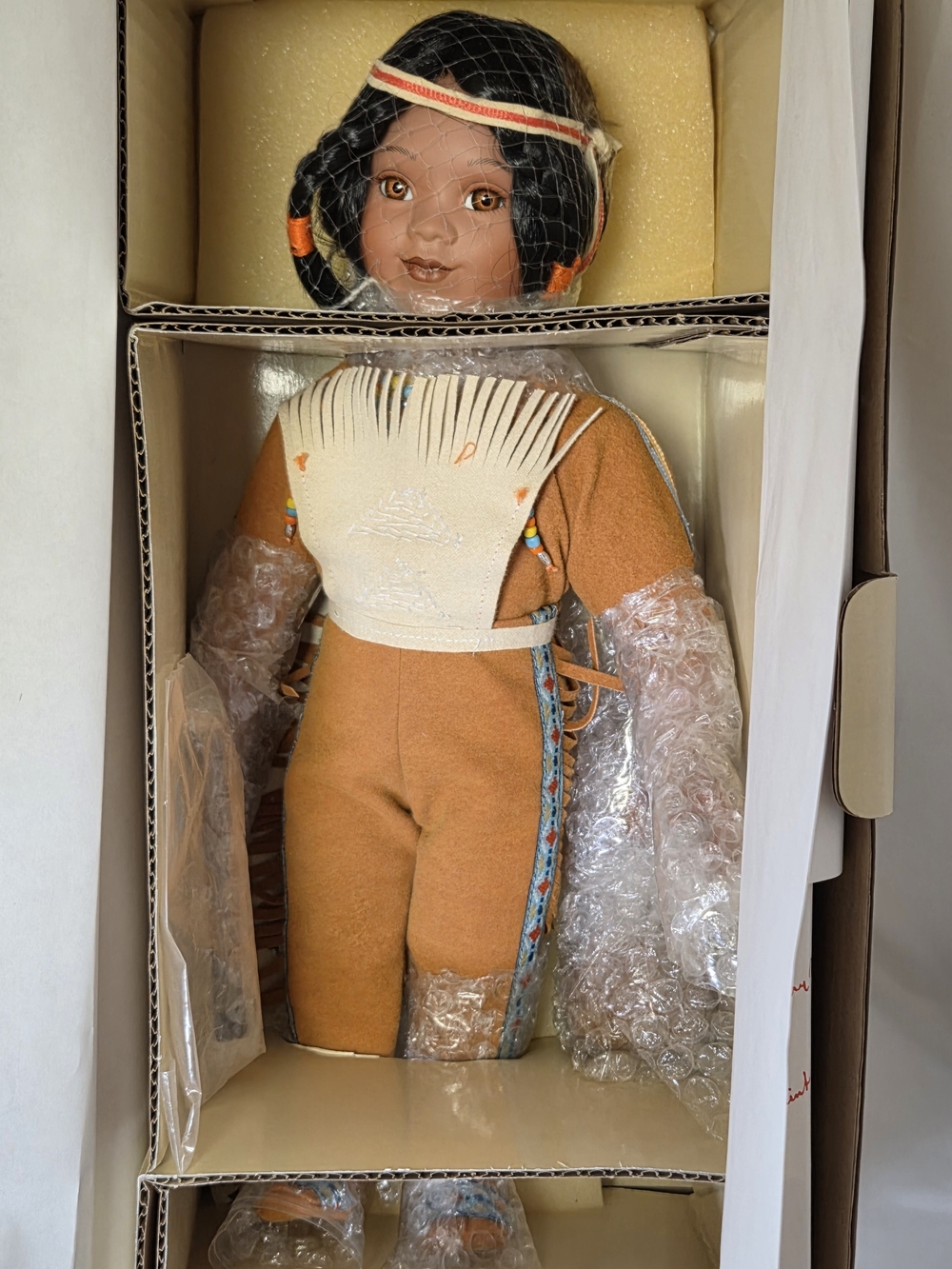 Danbury Mint Artaffects " Little‎ Friend "   Porcelain Indian Doll With Dog